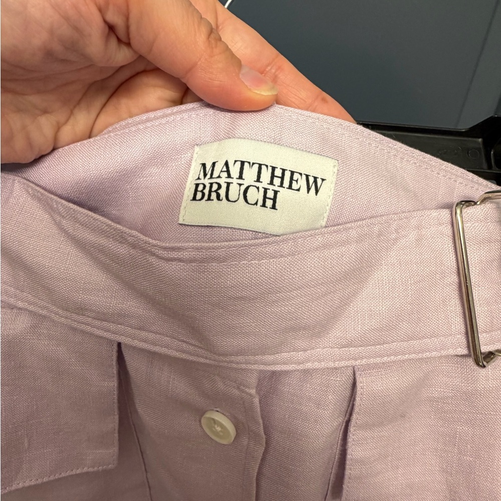 Matthew Bruch Lilac Linen Cargo Skirt - Picture 4 of 6
